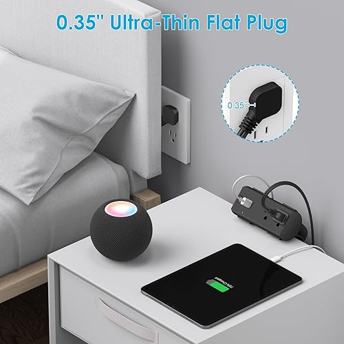 Miniatura 5 de Enchufe oculto para sofá, enchufe de sofá, 2 tomas de corriente alterna, PD20W, USB-C QC3.0, 18 W, USB-A, salida de muebles 1050J, cable de