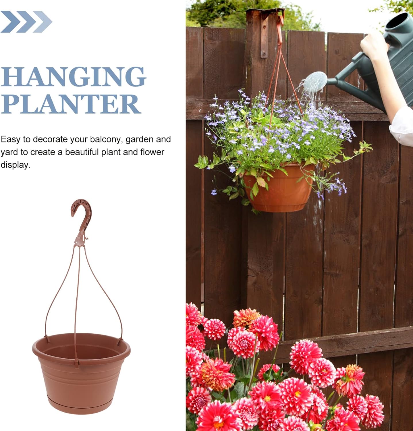 Yardwe Home Decor 3Pcs Hanging Planters Plastic Hanging Plant Pot Basket Hanging Flower Pots for Home Balcony Outdoor Decor
