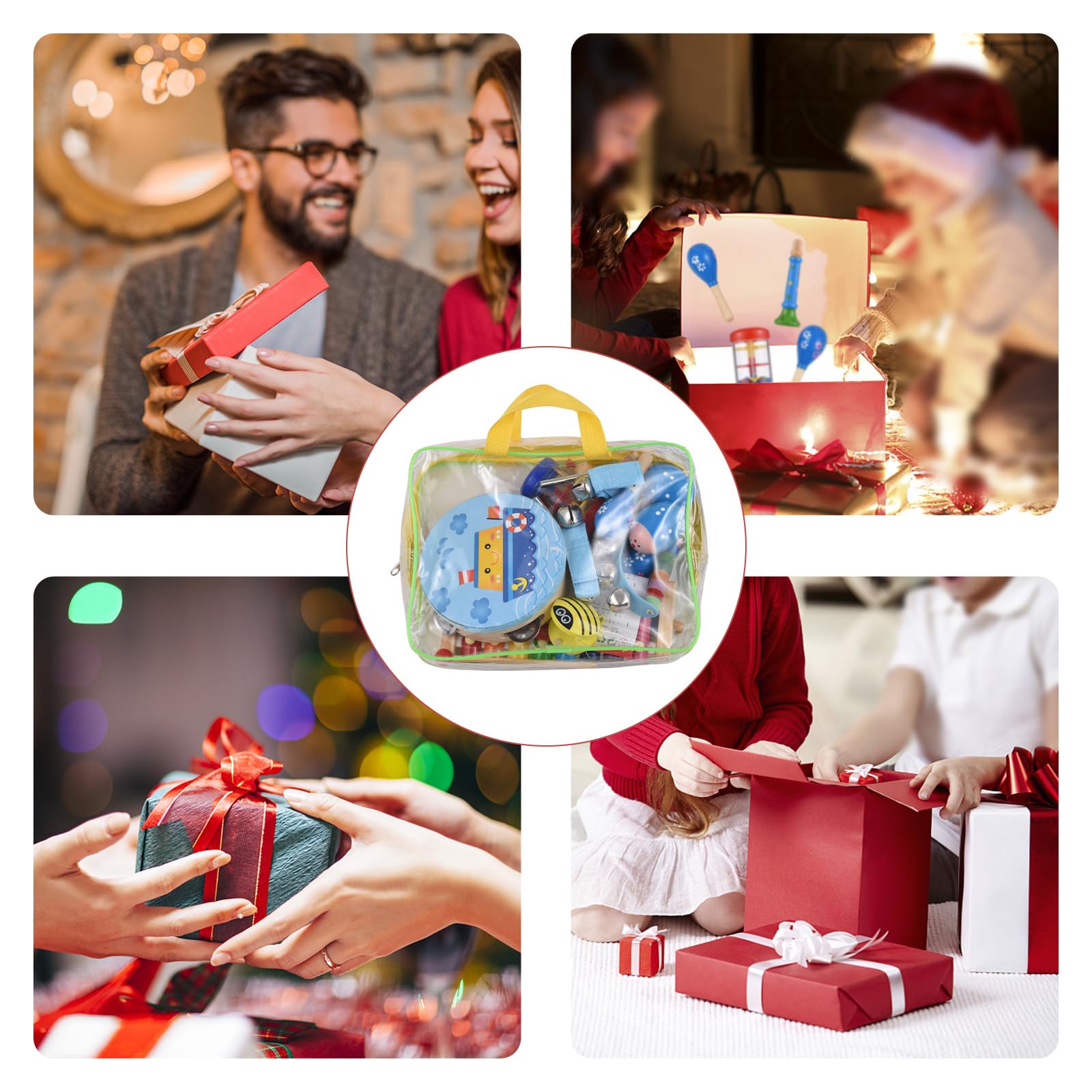 Set di strumenti a percussione in legno Educazione musicale Interessante Giochi interattivi Mano Occhio Sviluppo coordinato Compleanno con Borsa Accessori