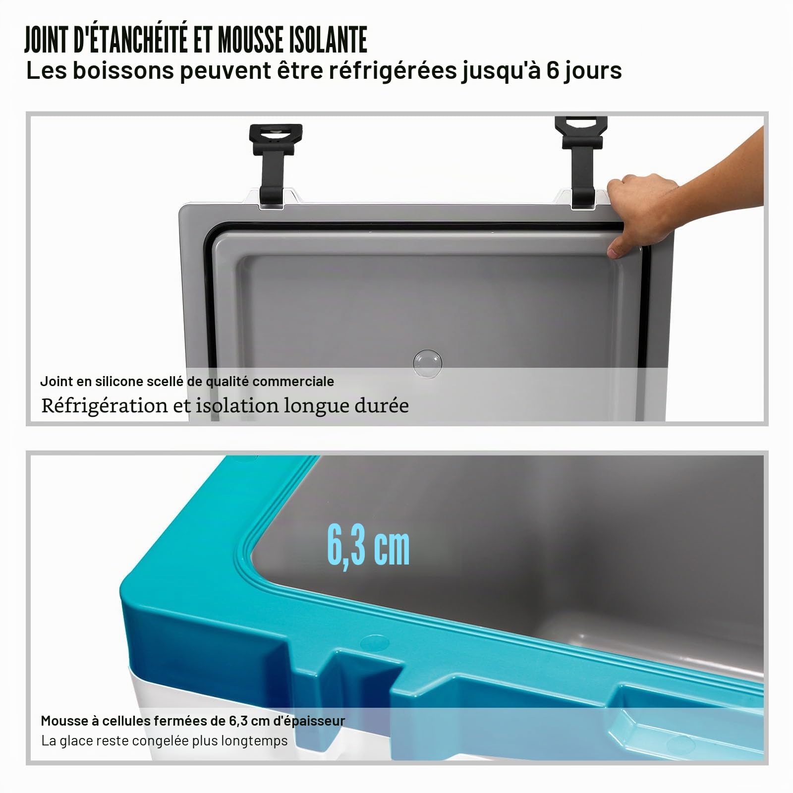 VEVOR Glacière Rigide Ultra légère, avec poignée Robuste, boîte à déjeuner pour Le Camping, Les Voyages, l'extérieur, Garde au Frais jusqu'à 6 Jours, 30% Plus légère Que Les glacières rotomoulées