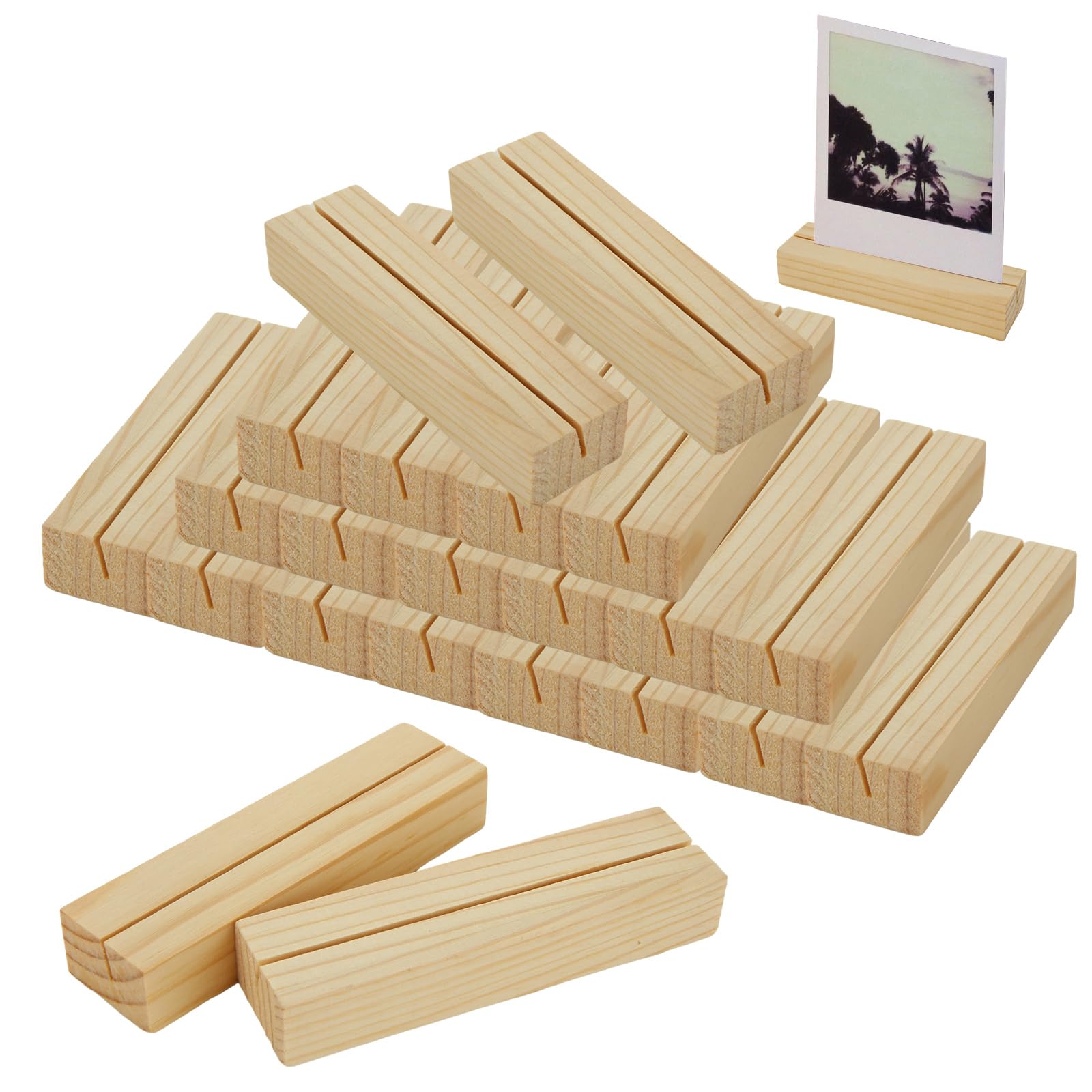 LDHHYH 20PCS Wooden Place Card Holders, Wooden Table Number Holder, Wood Photo Picture Card Holders Stand, Wood Menu Holder for Home Wedding, Party, Decoration, Photo Display(10cm)