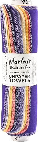 Marley's Monsters Toallas sin papel - Rollo de 12 unidades, Toallas de papel reutilizables sin papel, de algodón, libres de árboles (Crepúsculo)