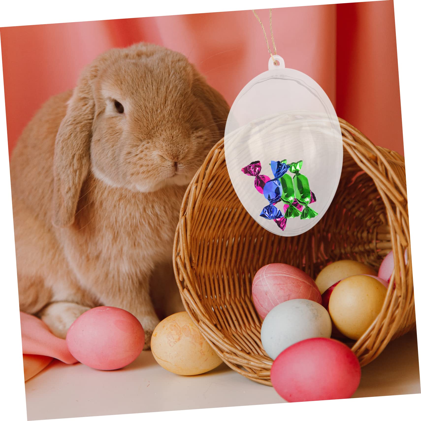 ABOOFAN Scatola per Uova di Pasqua in Plastica Trasparente 12 Pezzi Decorazioni Sospese e Cordino per Arredamento Casa e Feste
