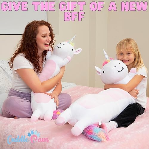 Miniatura 4 de Cuddle Paws Almohada corporal de unicornio grande de peluche de 23 pulgadas, juguetes Kawaii, lindos animales de peluche gigantes, regalo para