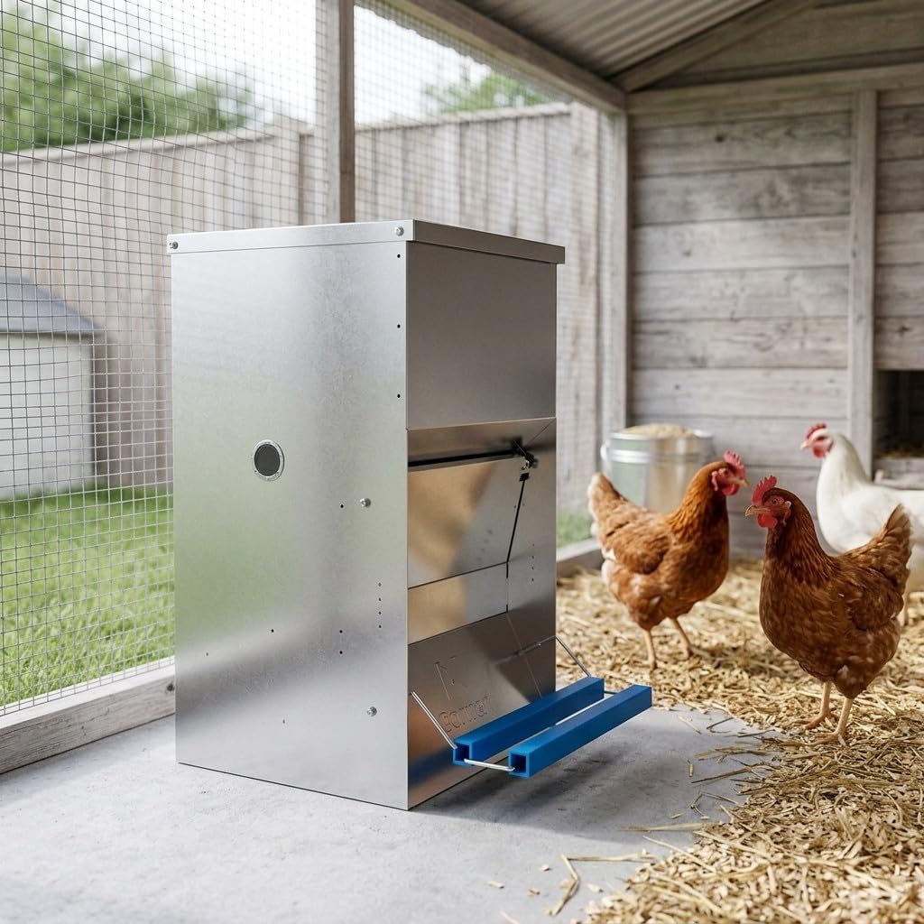 Suinga Comedero Automatico para 15 Gallinas | Capacidad 40 kg | Tolva para Gallinas 50x40x60 cm | Alimentacion Eficiente y Controlada | Diseño Resistente para Uso Exterior y Granja