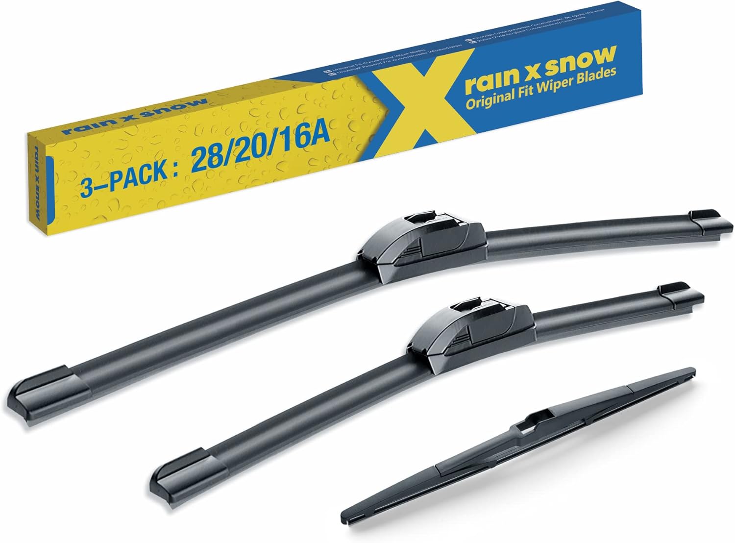 RAINXSNOW 3PCS Windshield Wipers with Rear Wiper Blades Set Replacement