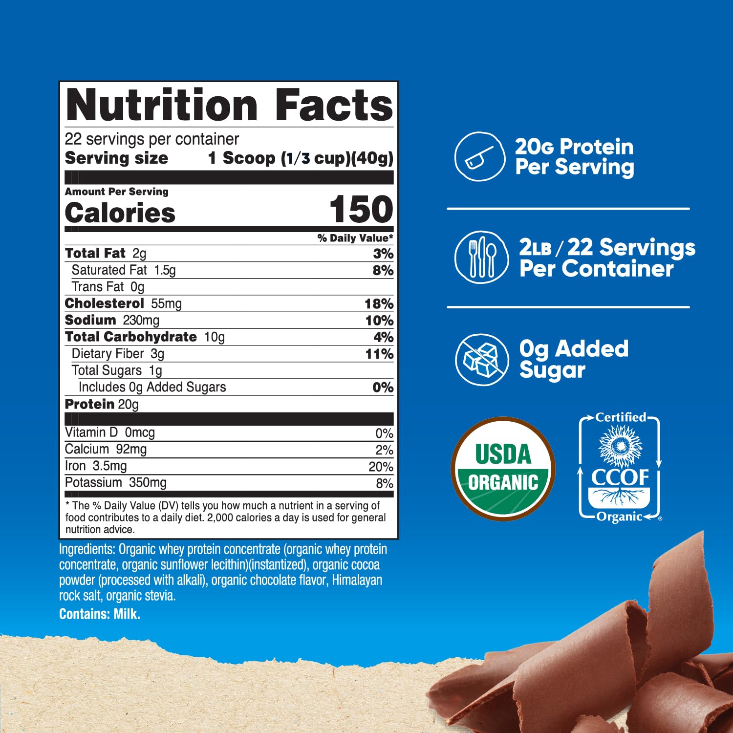 Nutricost Organic Whey Protein Concentrate, Double Chocolate Flavored, (2LBS) - Gluten-Free, Non-GMO