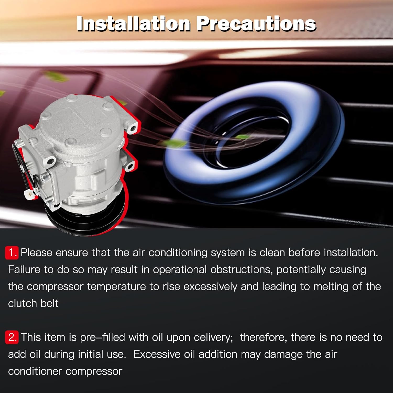 cciyu Air Conditioning Compressor for Toyota 4Runner Pickup for Kia for Sportage 2.0L 2.4L 3.0L 1988-2001 Replaces AC Compressor for Car