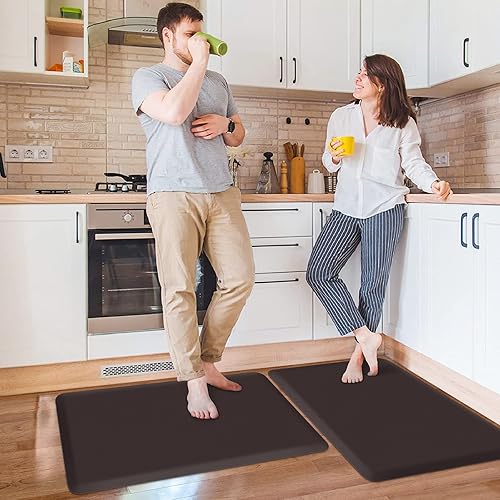 Miniatura 104 de HappyTrends Tapete de cocina [2 piezas] acolchado, cómodo, antifatiga, impermeable, antideslizante, tapete de espuma ergonómica gruesa y perfecta