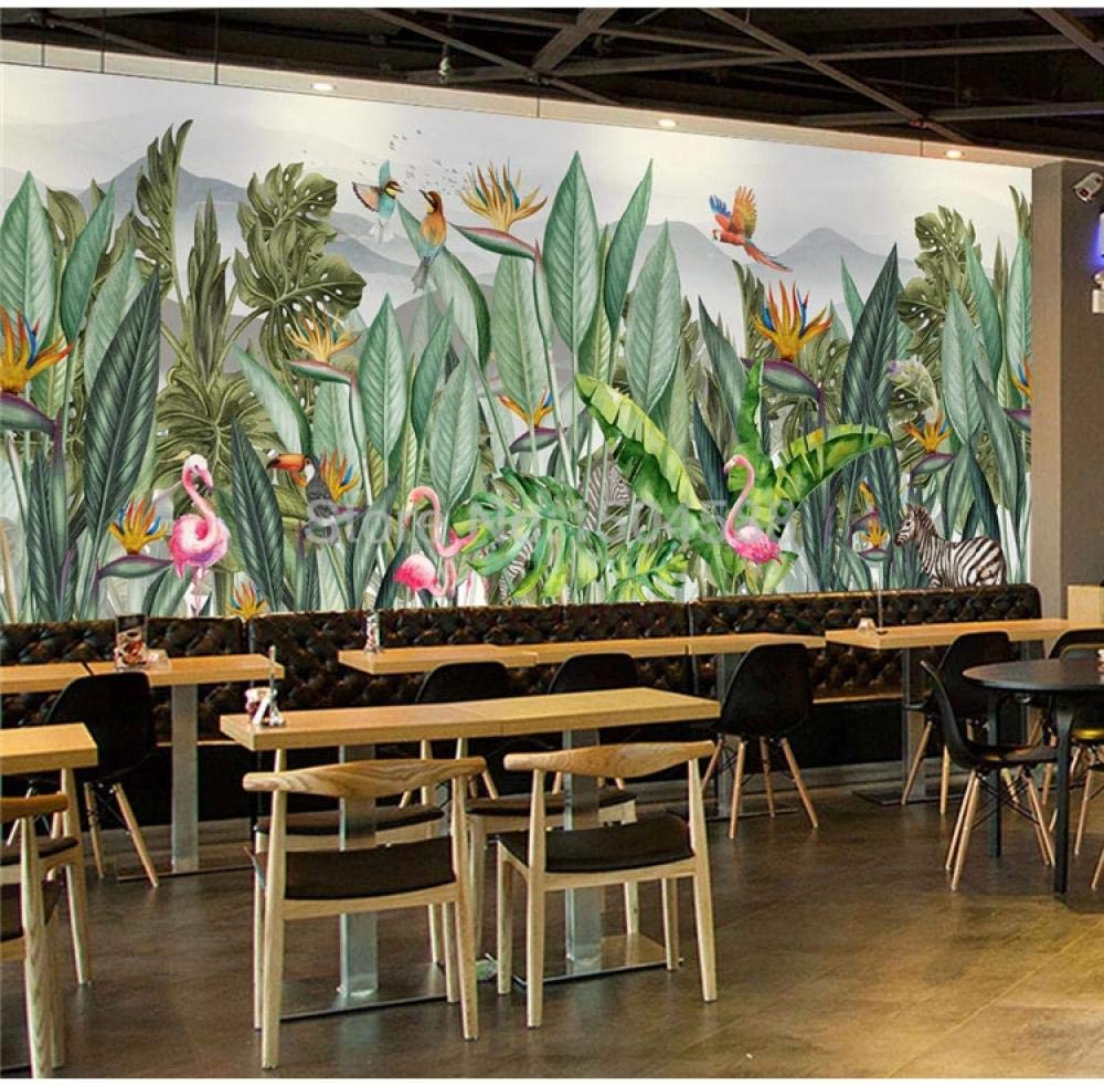 Papier peint fleurs et oiseaux style Asie du Sud-Est, fresque murale haut de gamme pour salon