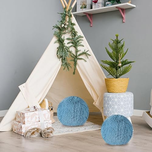 Miniatura 4 de 2 almohadas redondas de felpa de 10 pulgadas, almohada circular suave, almohada decorativa de bola esférica para dormitorio, sala de estar, oficina,