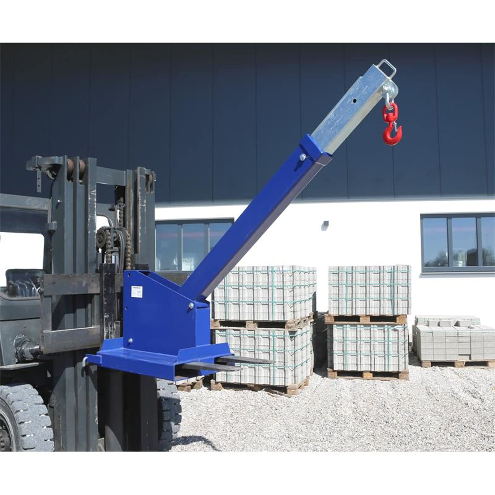 Gru a forca regolabile in altezza Braccio della gru Braccio di carico per carrello elevatore | Capacità di carico: 4500 kg / 4,5t