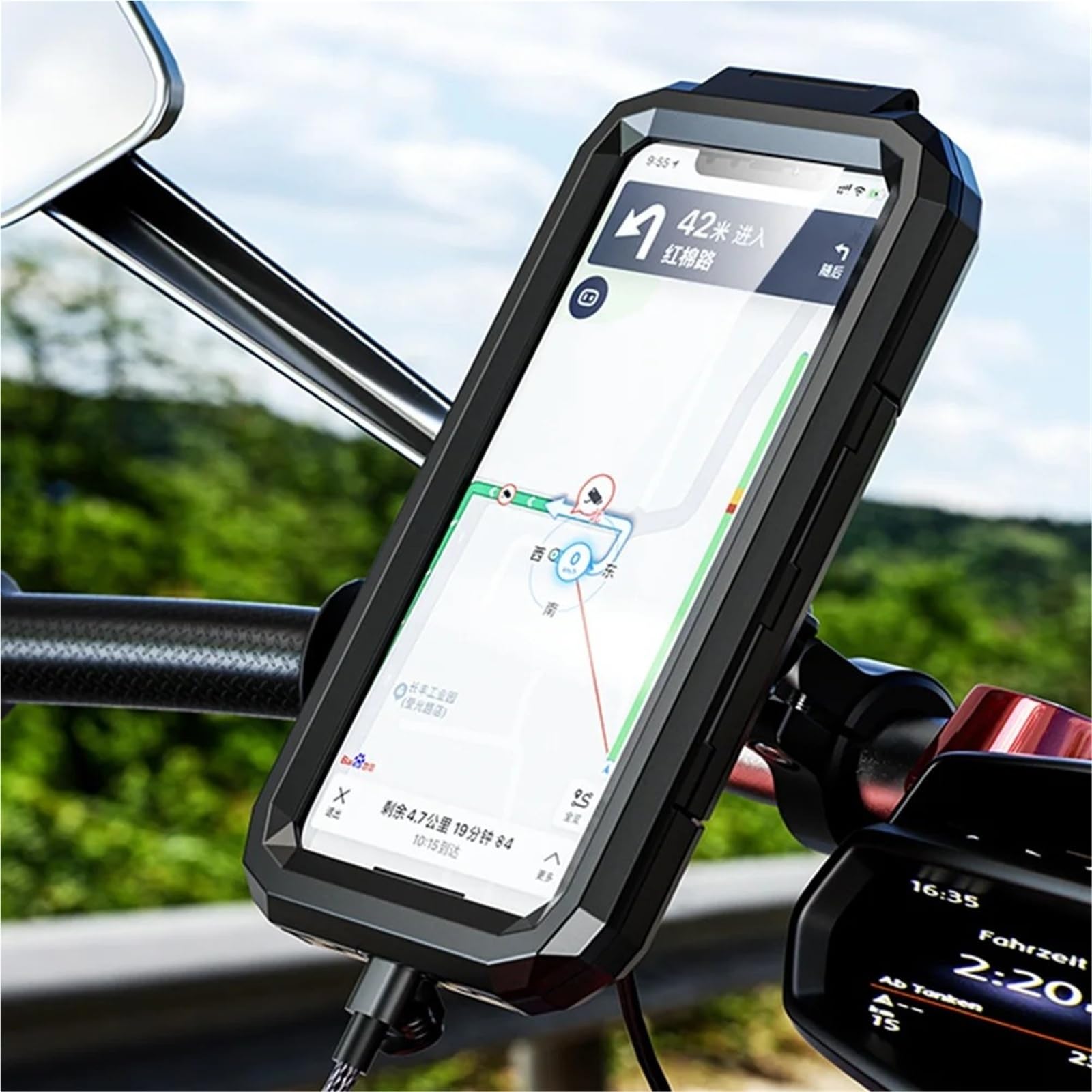 Supporto Per Manubrio M18L Morsetto Per Telefono Cellulare Per Moto Staffa Navigazione Per Moto(Rearview mirror)