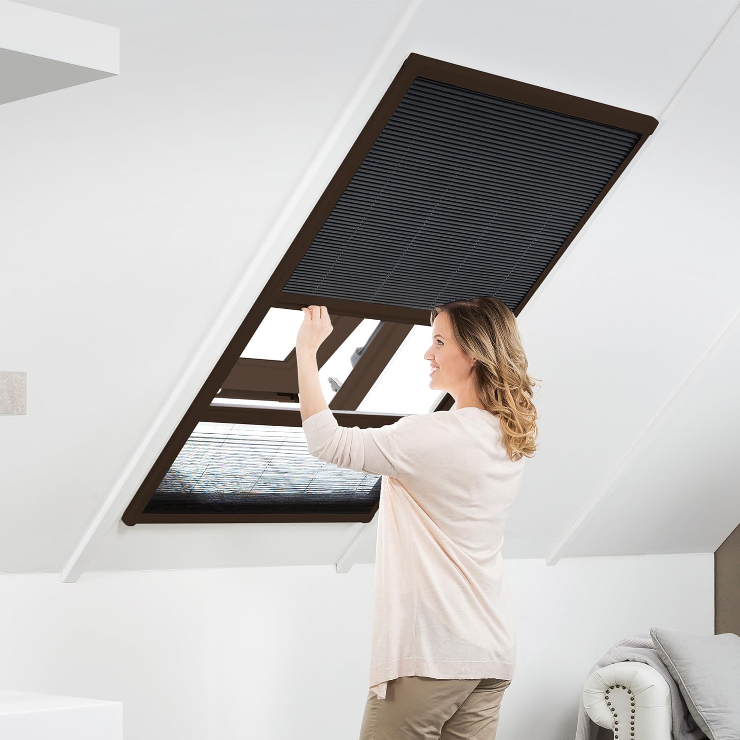 empasa MASTER DUO: Kombi-Dachfenster-Plissee mit Insektenschutz und Sonnenschutz im Aluminiumrahmen (Selbstbausatz)