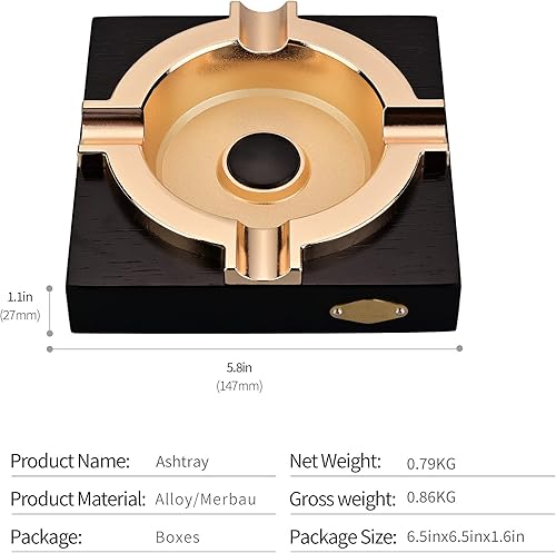 Miniatura 6 de Cenicero de cigarros clásico de metal con madera para el hogar, oficina, bar, restaurante