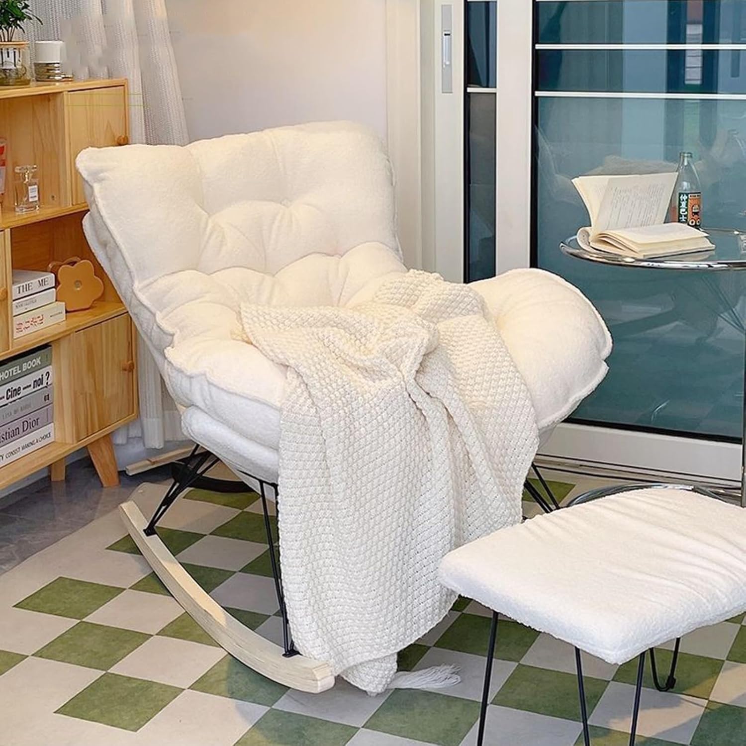SOYDAN Comfortable Rocker Flannelette Indoor Rocking Chair,Upholstered Glider Chair,for Living Room,Hotel,Bedroom