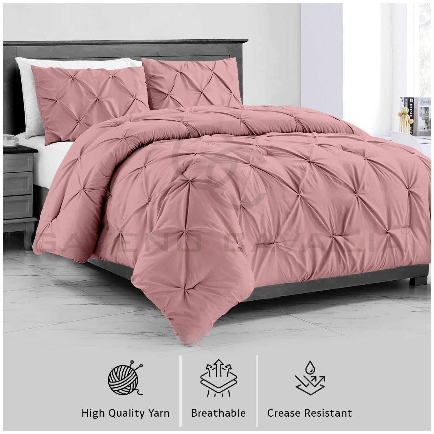 GC GAVENO CAVAILIA Pintuck Duvet Cover Set, Soft Polycotton Bedding with Pillowcase - Image 3