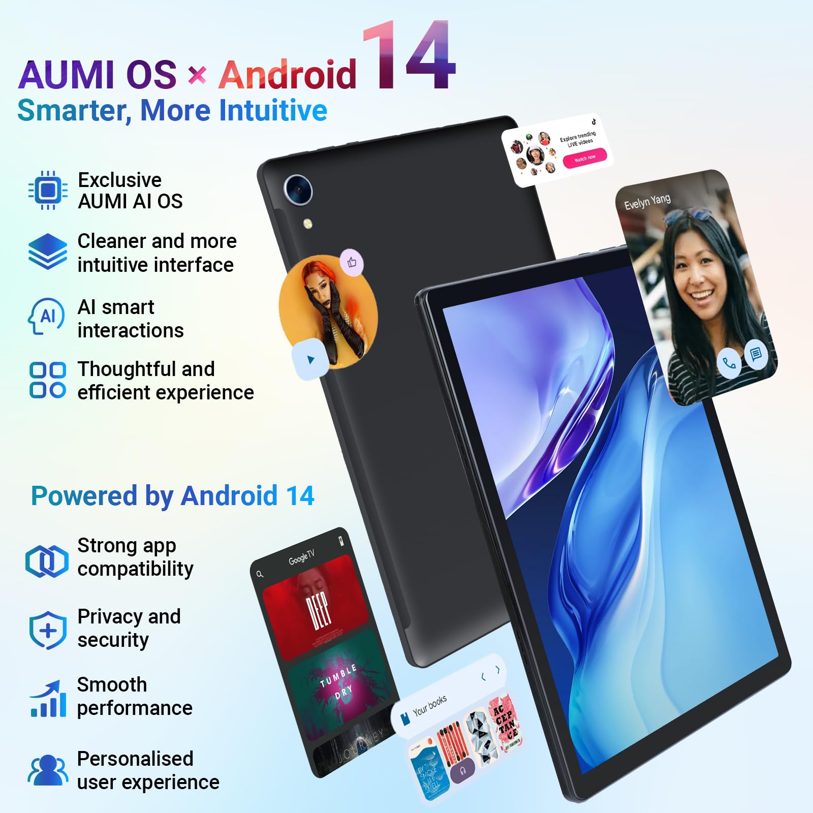 Android 14 Tablet 10 Pulgadas, 14GB +128GB+1TB, WiFi6/BT5.2/5000mAh, 8+5MP/1280 * 800/Widevine L1, Tablet PC con Stylus, Funda Protectora, Ratón Inalámbrico, Auriculares, Teclado Bluetooth
