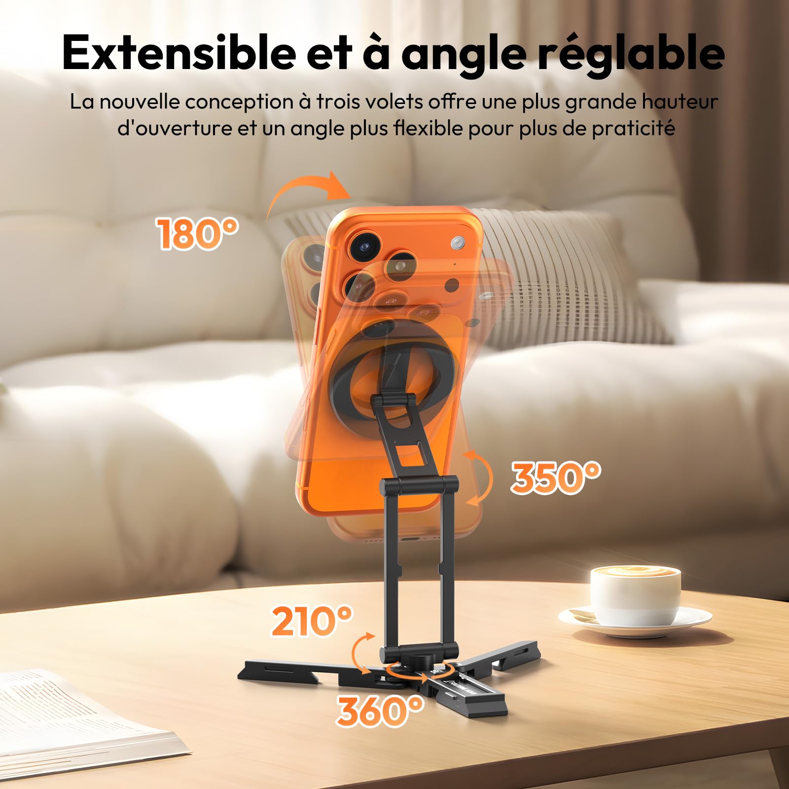 ULANZI SK29 Mini Trépied Magnétique Smartphone, Crochet Caché, Rotation à 360° Monture, Support Pliable Téléphone Portable pour MagSafe, Selfie Stick Tripod en Aluminium pour iPhone 17/16/15/14/13/12