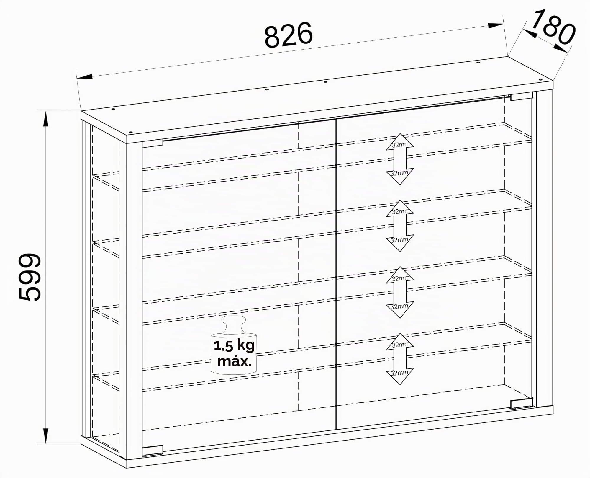 VCM Vitrina de cristal colgante | vitrina de cristal con cristal de seguridad ESG | Dimensiones: 60 x 83 x 18 cm | Moderno y ahorra espacio | Vitrosa L antracita