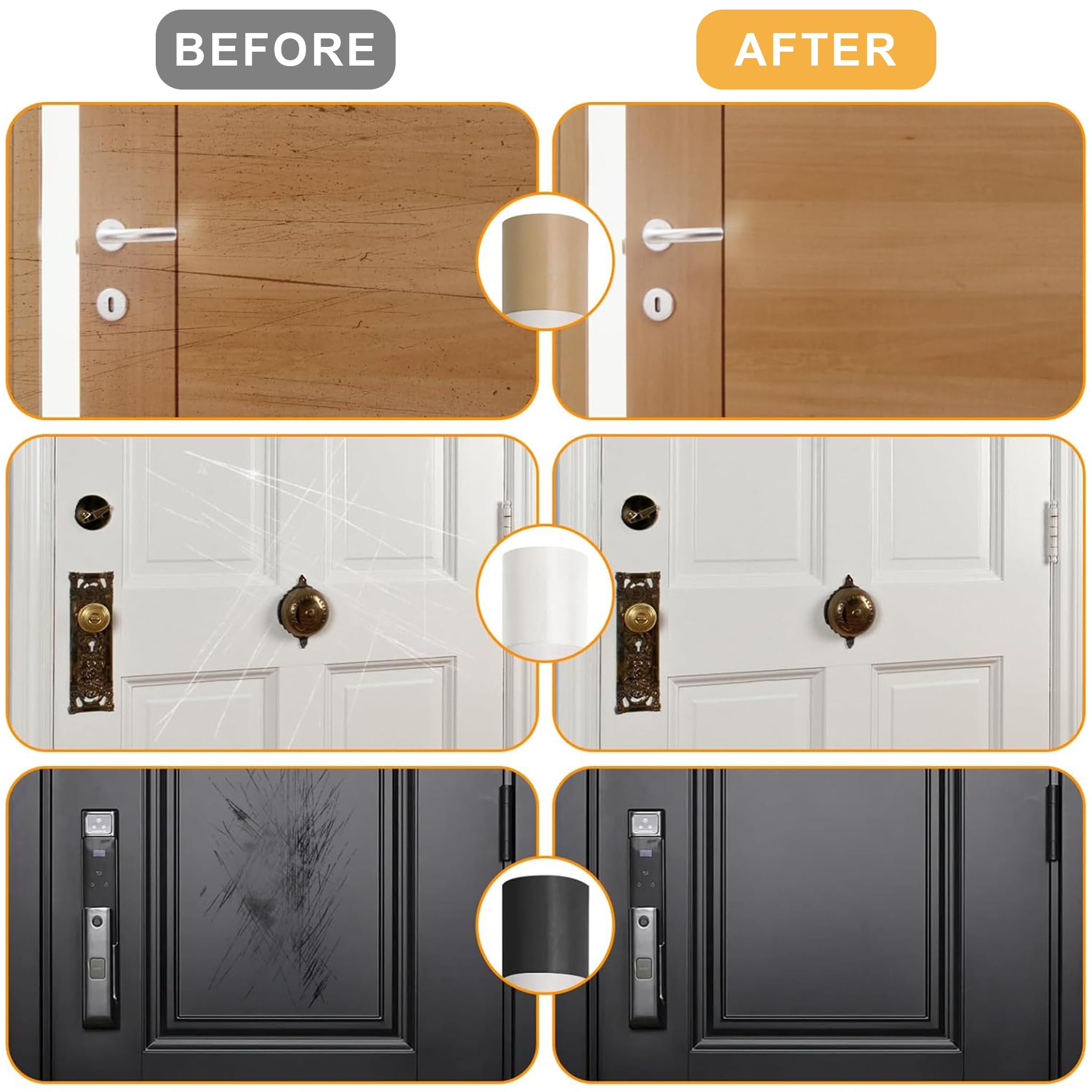 Kit di Riparazione Laminate 13 Pezzi, Kit di Riparazione parquet e Vinile con Stucco per Legno e Penna in Cera Dura Calda per Riparare i Danni ai Pavimenti in Legno