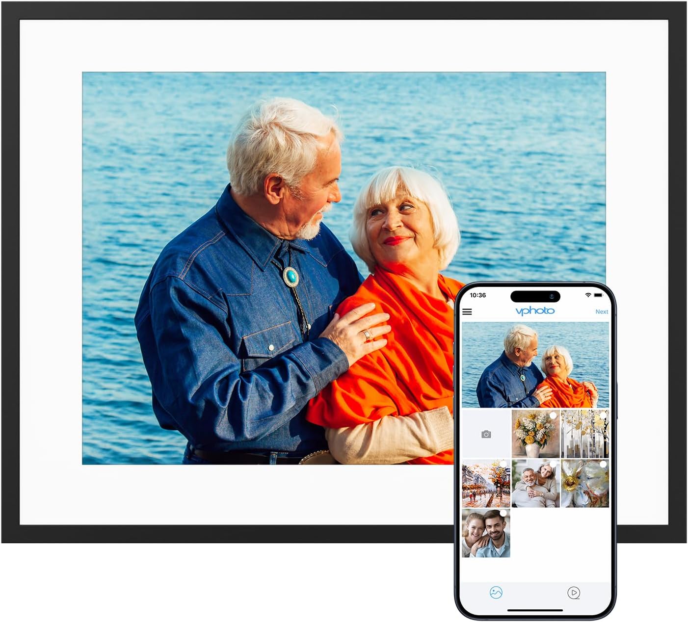 Digital Picture Frame 15 inch FHD Touch Screen WiFi Digital Photo Frame Instant Share Photos and Videos via App, Email, Cloud, Portrait and Landscape, Best Gifts for mom, Christmas mom Gifts 15.6 Inch Black