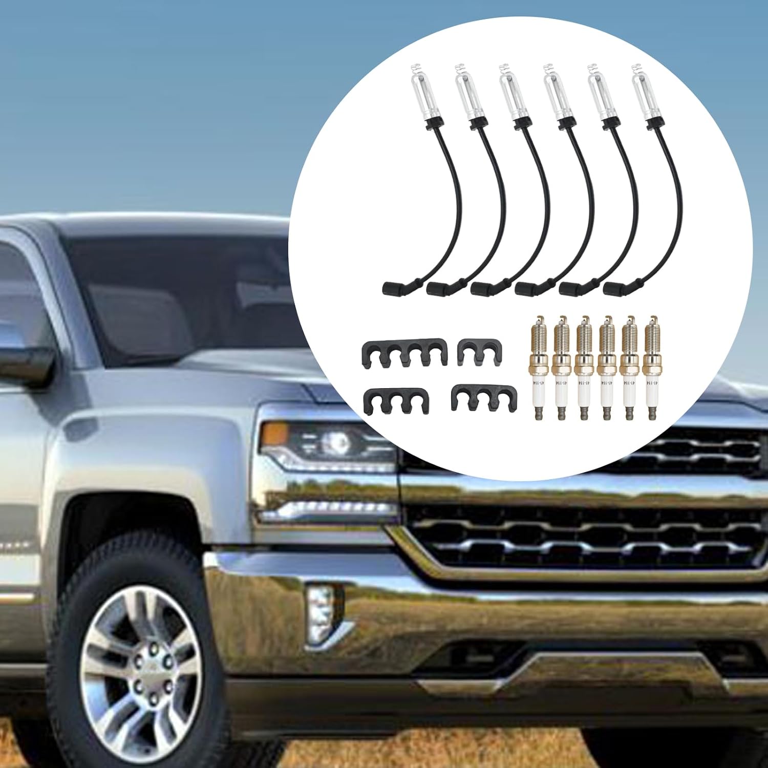 SP1036 スパークプラグとスパークプラグワイヤーキット 12個 シボレー シルバラード 1500 V6 4.3L 2014-20