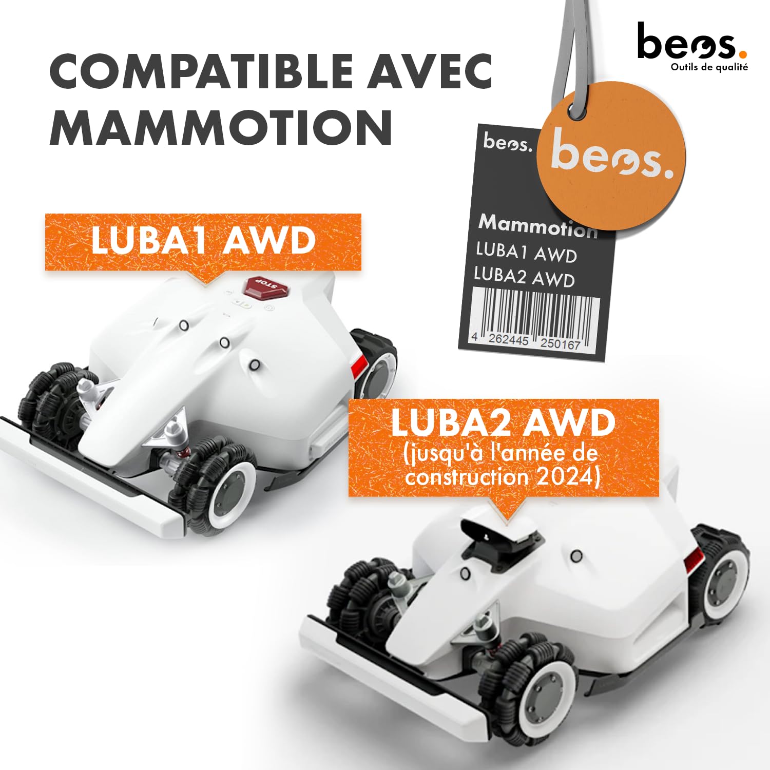 BEOS Tuning de tondeuses-Robots - Compatible avec Mammotion LUBA 1 AWD et LUBA 2 AWD (jusqu'à l'année de Construction 2024) Plateau de Lames pour 6X Lames - Deux disques renforcés de Fibres de Verre