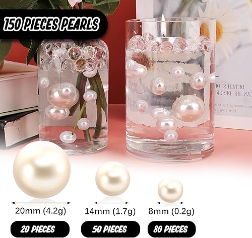 Miniatura 2 de Relleno de jarrón verde  150 cuentas de perlas para centros de mesa y jarrones  0.350.790.79 pulgadas sin agujero, perlas falsas para bodas,