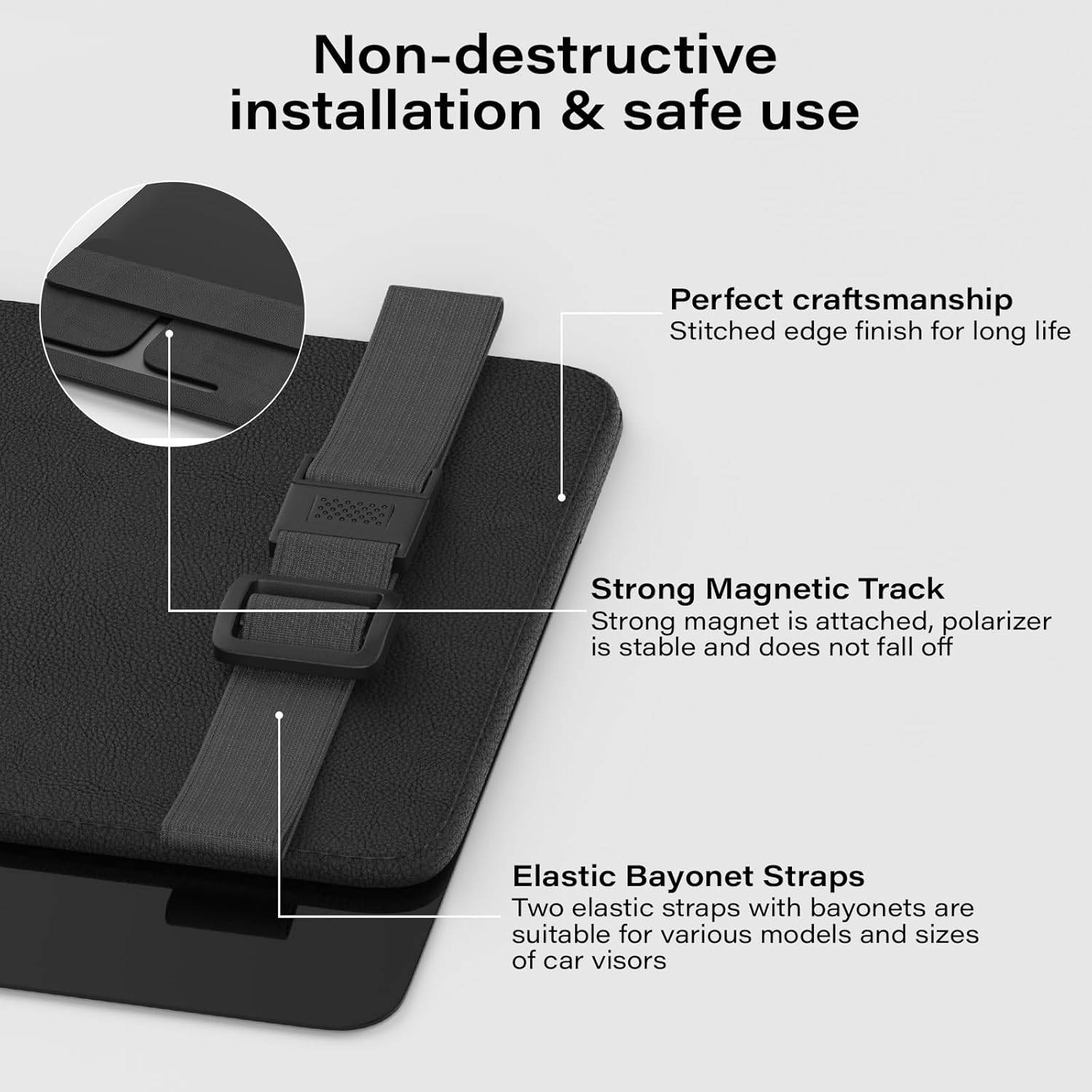 Polarized Car Sun Visor Extender, Upgraded Polarized Visor Extender Sun Blocker UV400, Universal Visor Extension for Car, Adjustable Sun Visor, Glare, UV Protector-Black