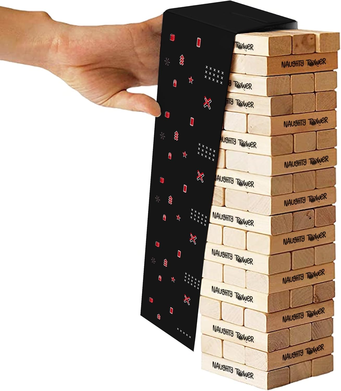 NWTY Tower Questions Game - 54 Fun Conversation Starters - Commands for Game Nights, Date Nights, & to Deepen Connections - A Spin on Fun Classic Games Like Tumbling Wooden Block Tower Games