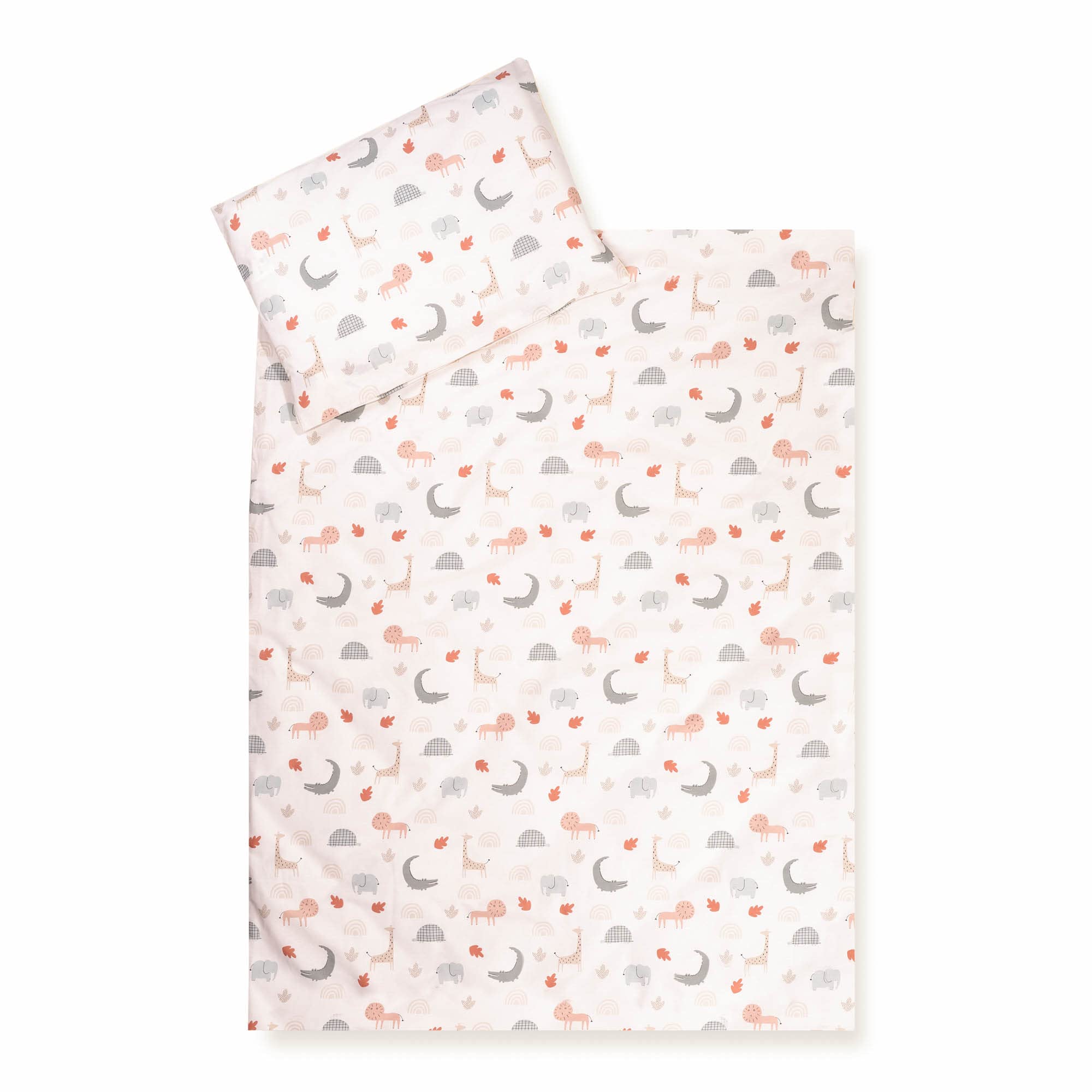 Julius Zöllner Ropa de Cama Infantil de 100% algodón orgánico 100 x 135 + 40 x 60 cm, Juego de 2 Piezas de Funda nórdica y Funda de Almohada con Cremallera, Standard 100 by Oeko-Tex, Wild Friends
