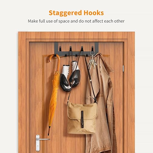 Miniatura 3 de Ganchos para colgar sobre la puerta, resistentes con 9 ganchos, perchero de acero inoxidable para colgar toallas, ropa, abrigos, parte trasera de la