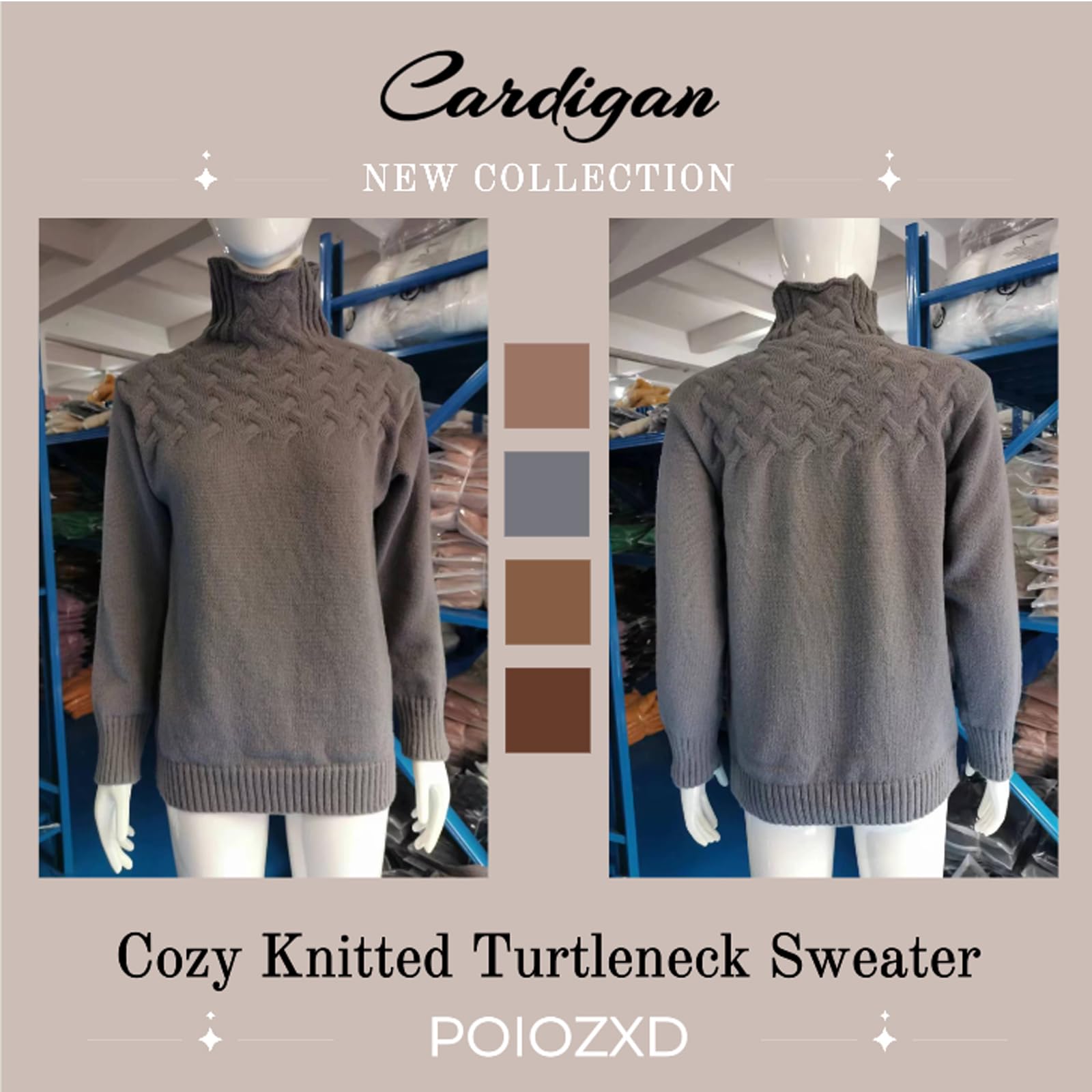 Kaschmir-Pullover mit hohem Halsausschnitt, gemütlicher Strick-Rollkragenpullover, Zopfstrick, Kaschmir-Pullover für Damen, weiche, warme Strickpullover