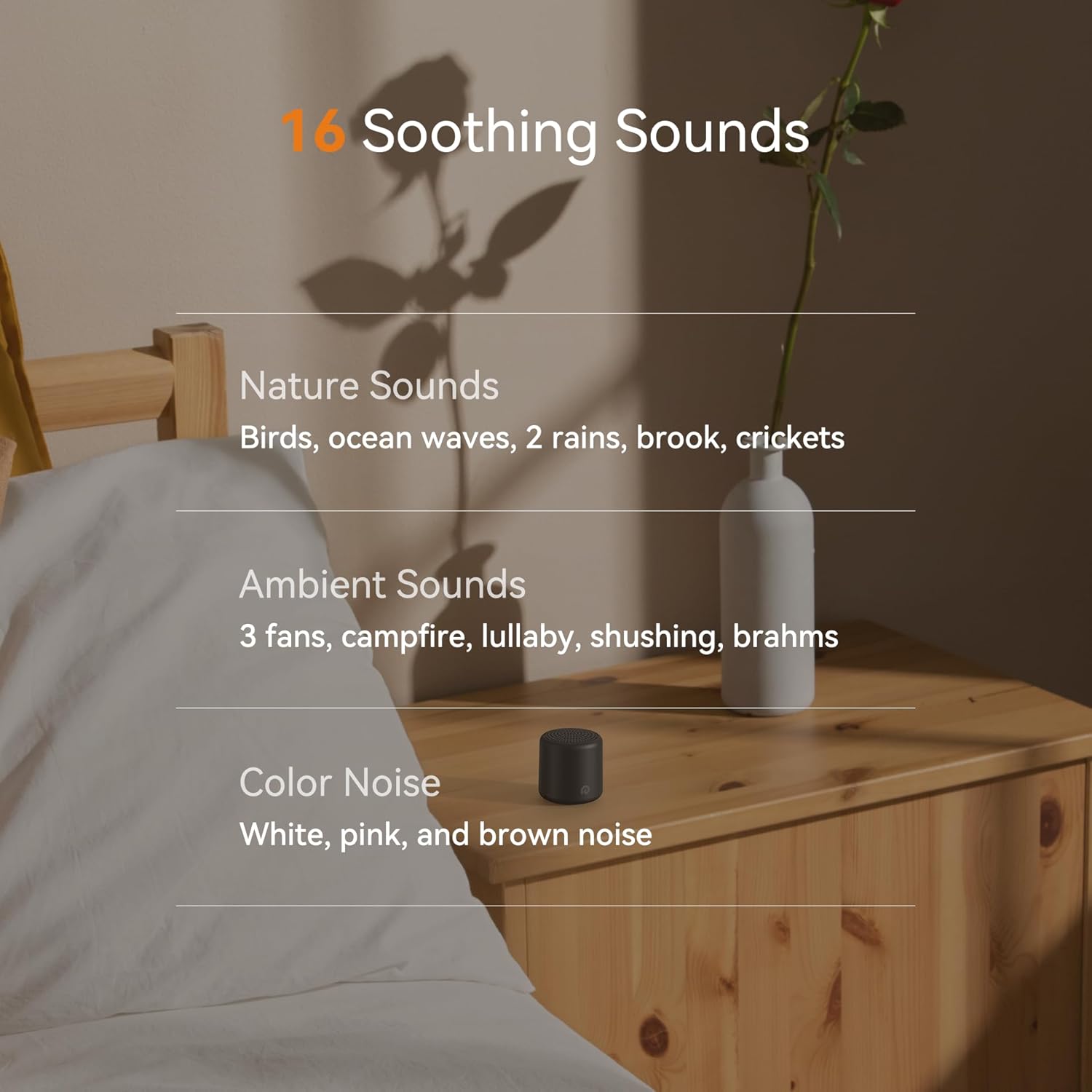 Dreamegg Travel Sound Machine - Portable Sound Machine for Baby Adults, Travel Sound Machine for Sleep, 16 Nature Sound, Timer, White Noise Machine for Sleeping Gift, Black
