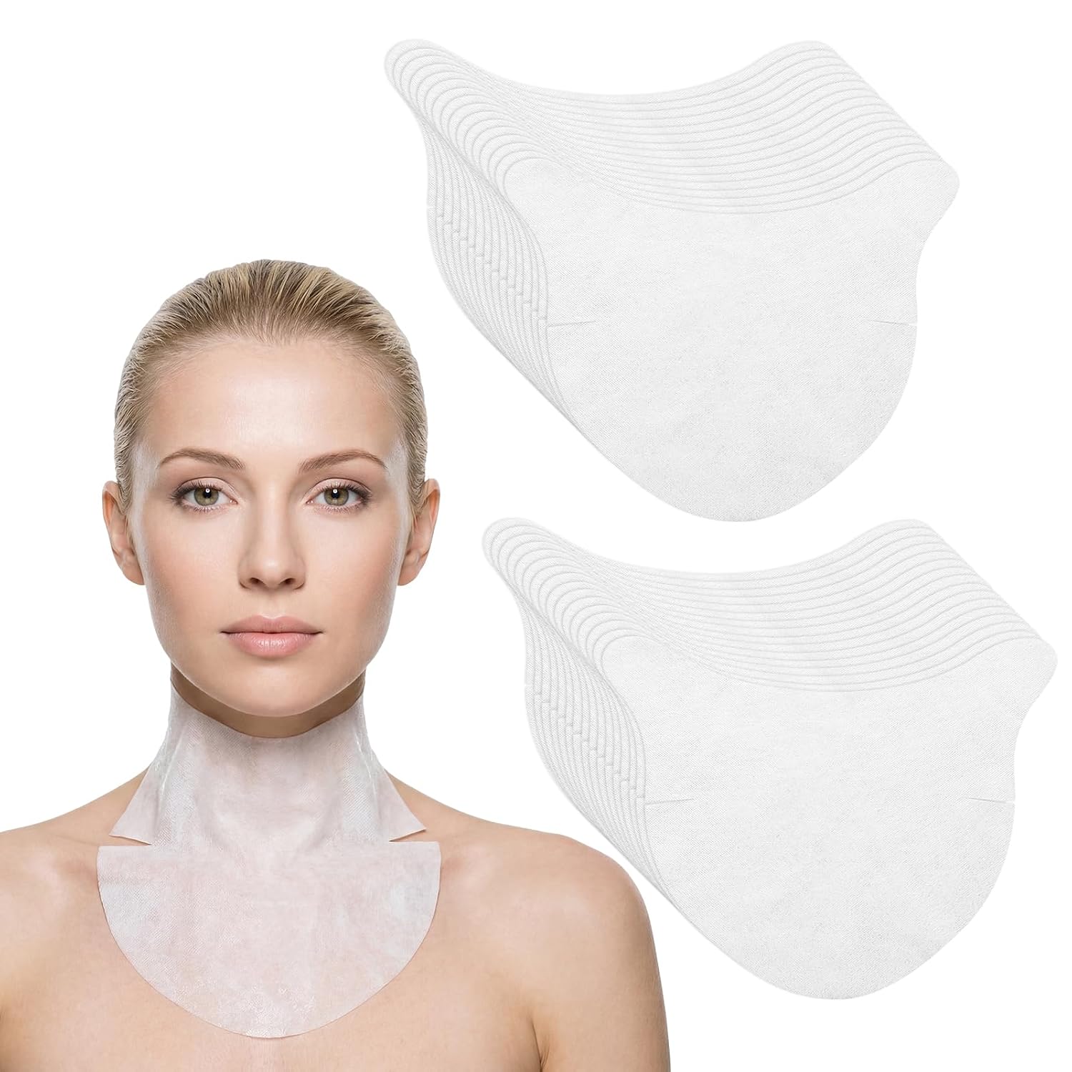 200 Sheet DIY Cotton Neck Mask Paper, Disposable Neck Wrinkle Patches Moisturizing Firming Tightening Mask Covers for Spa Daily Skin Care Salon Use, Compatible with Toner