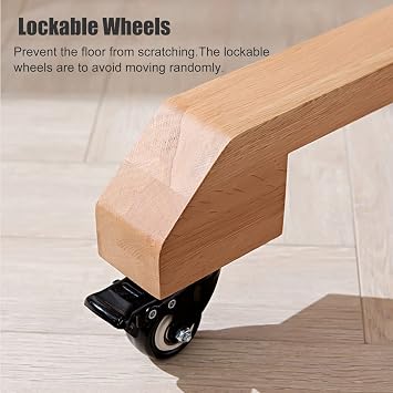 Mobile TV Floor Stand/Cart with Lockable Wheels & Storage Shelf, Wood Freestanding Rolling Multi-function Easel Display Rack, Space Saving