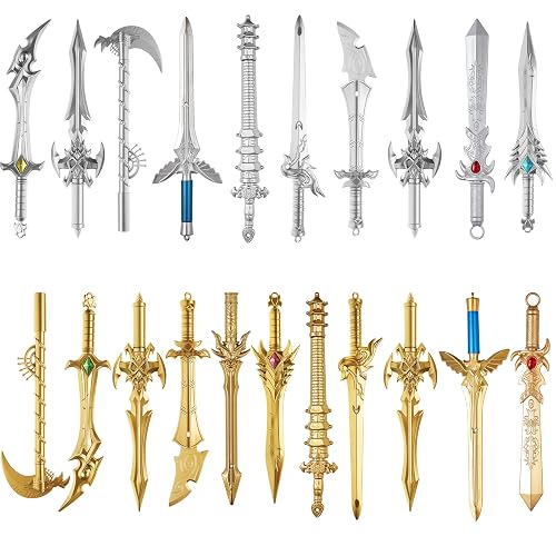 Yexiya 24 Pack Ancient Sword Pens Set Gel Ink Novelty Fun Cool Sword Plastic Gel Ink Cool Pens for Christmas Birthday Party Presents and Writing Random Style
