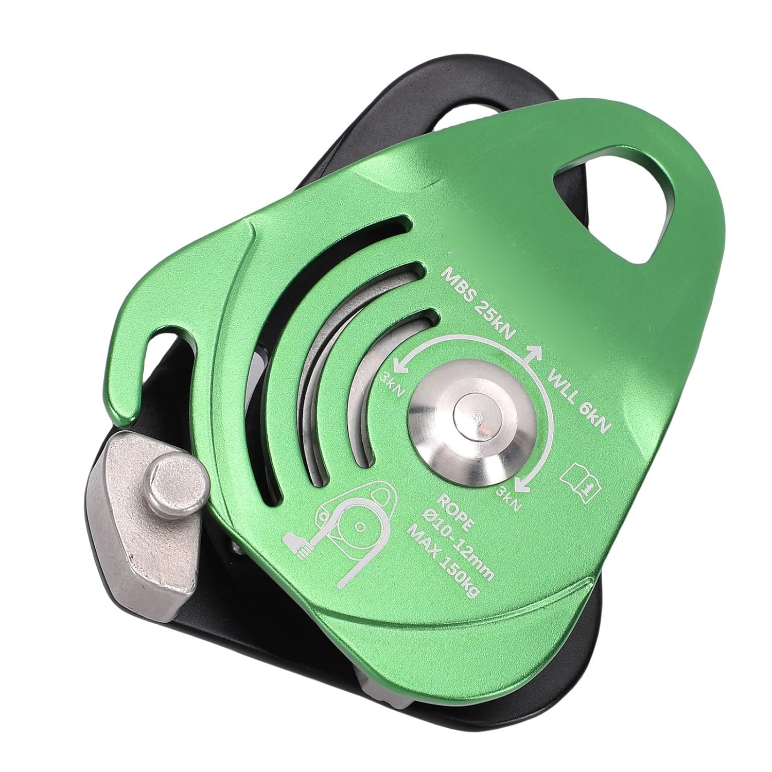Climbing Pulley, Heavy Duty 1323lb Load 7075 Aluminum Stainless Steel Rescue Pulley for 10-12mm Rope Rock Climbing Mountaineering and Emergency High Altitude Operations