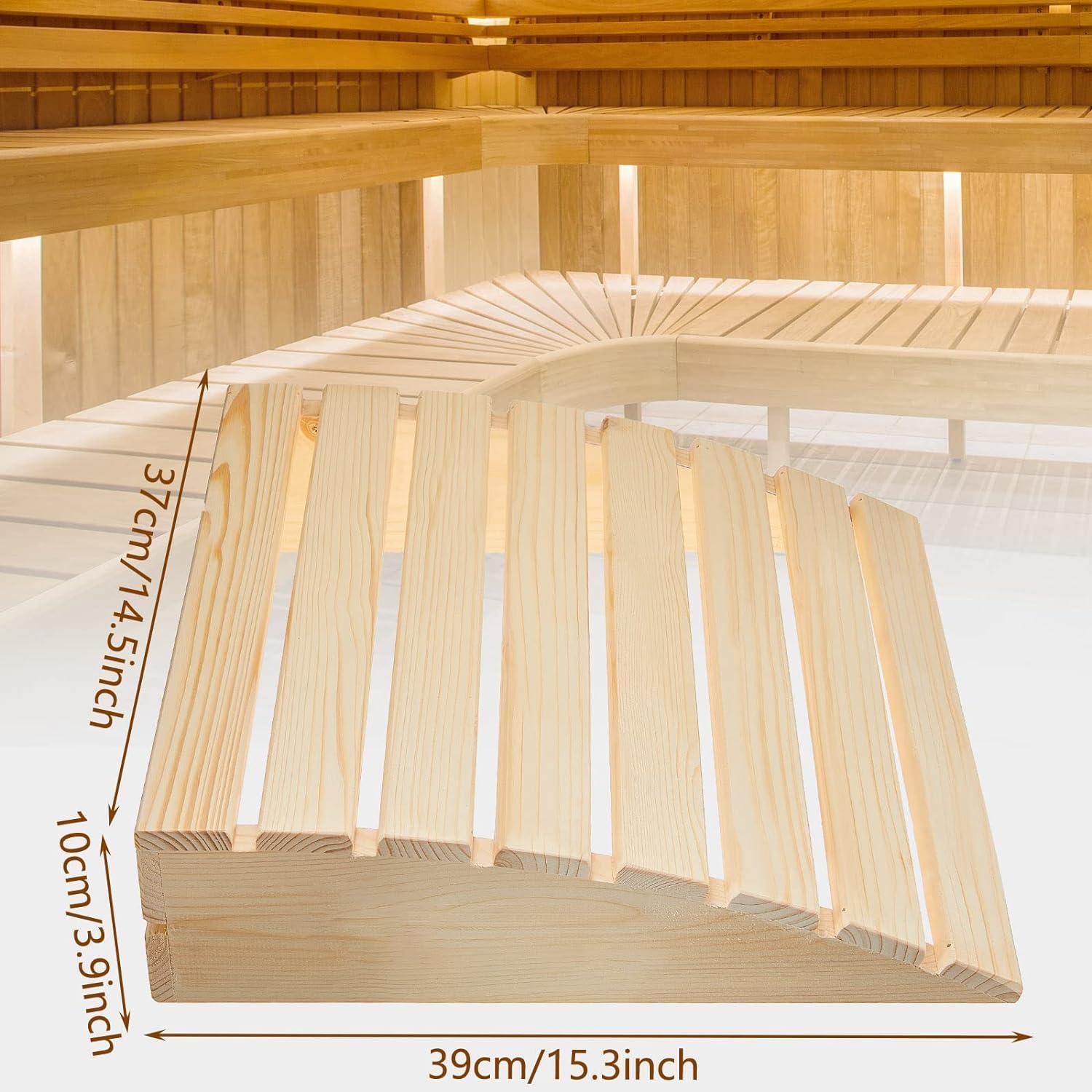 Qcwwy Sauna-Kopfstütze aus Holz, Moderne Sauna-Rückenlehne, Nackenkissen, Holzkissen, Kopfstütze, Lendenwirbelsäule, Kopfstütze, Lindert Nackenschmerzen