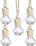 5PCS désodorisants d'air pour voiture, désodorisant d'air à huile essentielle, bouteille diffuseur suspendue de 8ml, diffuseur essentiel en verre clair rechargeable vide, décoration auto, adapté pour diverses voitures (Diamond)