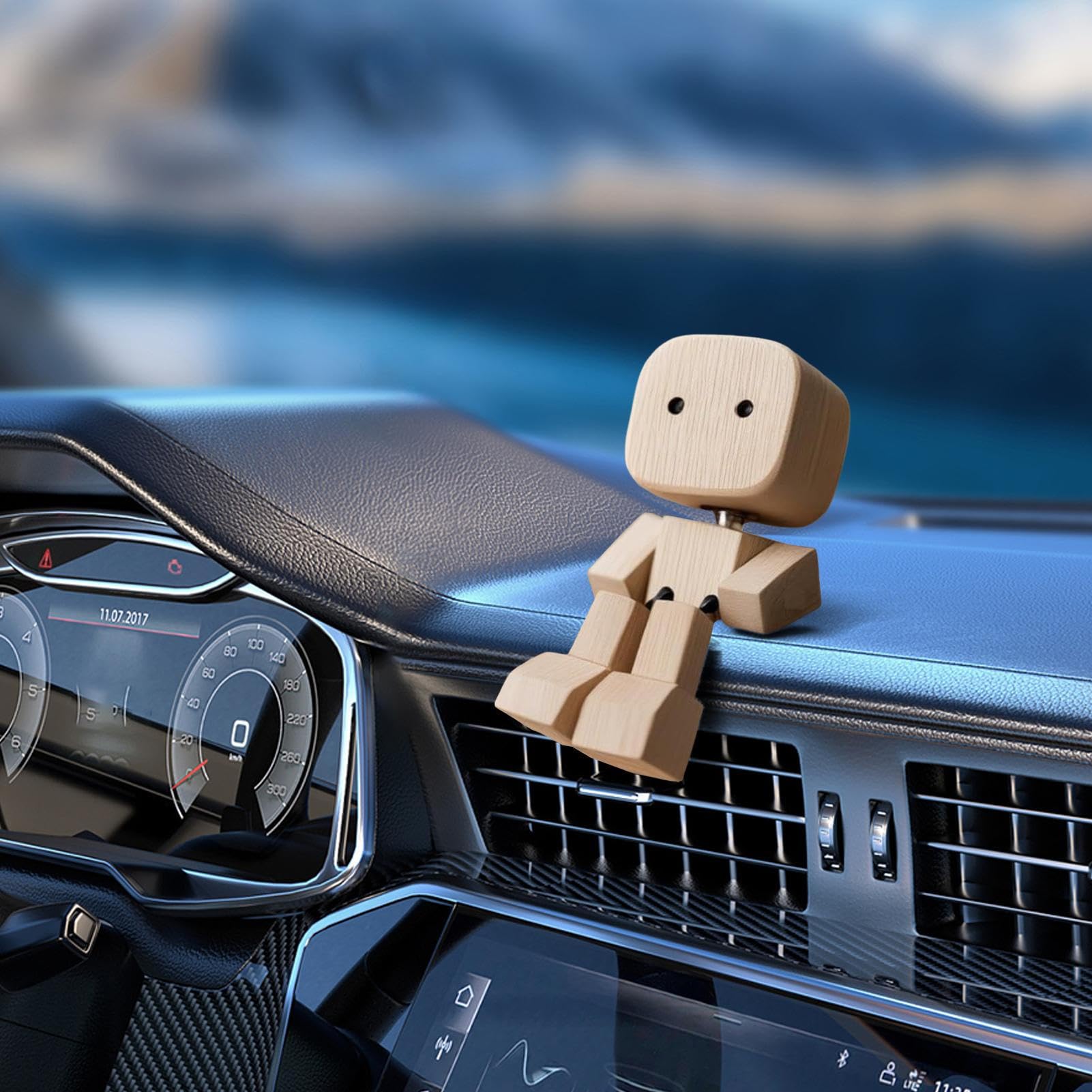 Wackelnde Holzfigur – 8x4 Cm, Magnetisch, Bewegliche Gliedmaßen – Als Lustige Armaturenbrett-Deko Für Auto & LKW