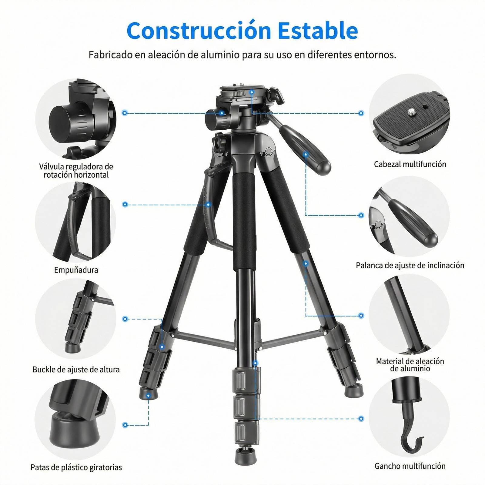 NEEWER 2 en 1 Trípode Cámara&Monopié,69.7" Portátil Travel Tripod Stand Aleación Aluminio con 3 Way Swivel Pan Head Compatible con Canon Nikon Sony DSLR,DV Camcorder Video Grabación Filmación,SAB264
