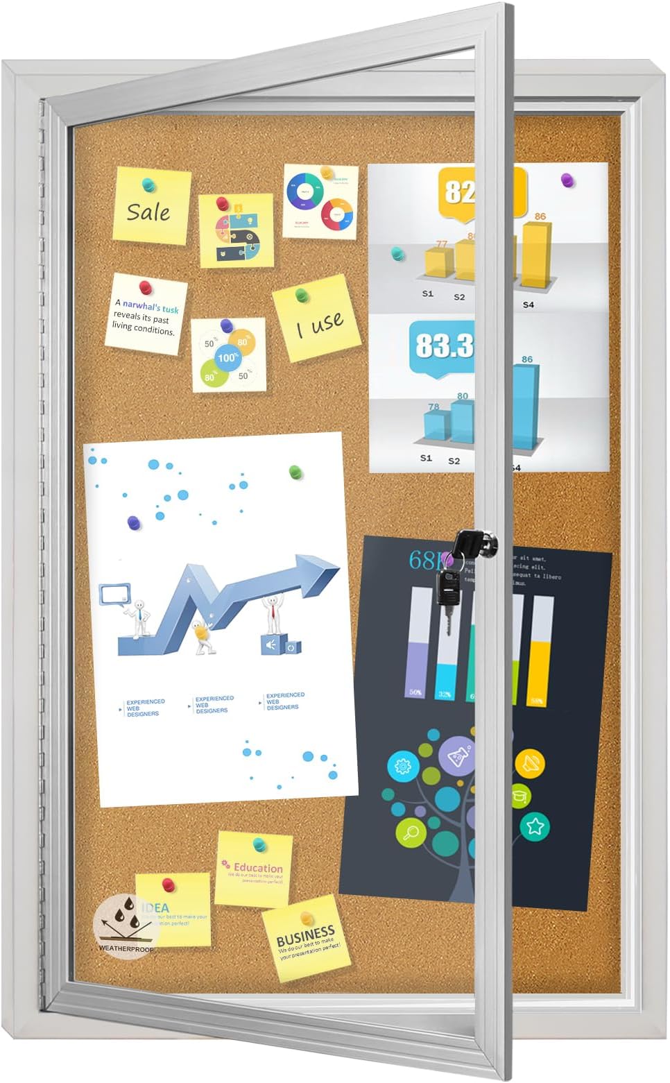 Outdoor Enclosed Bulletin Board Lockable, Weatherproof