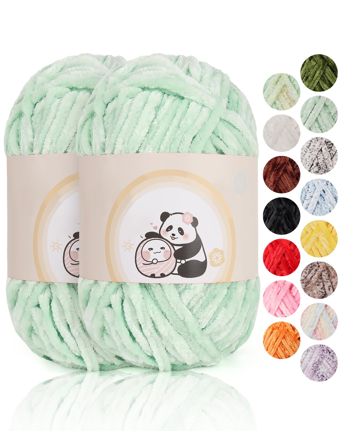 Aeelike Chenille Wolle, 2 x 100 g, Superweichem Häkelgarn für Handweben, Süßwasser Grün