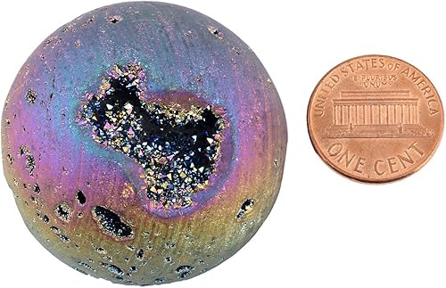 Miniatura 4 de SUNYIK - Bola esfera drusa geoda con revestimiento de titanio, bola de cuarzo de vidrio, gema de ágata, escultura decorativa, curación.