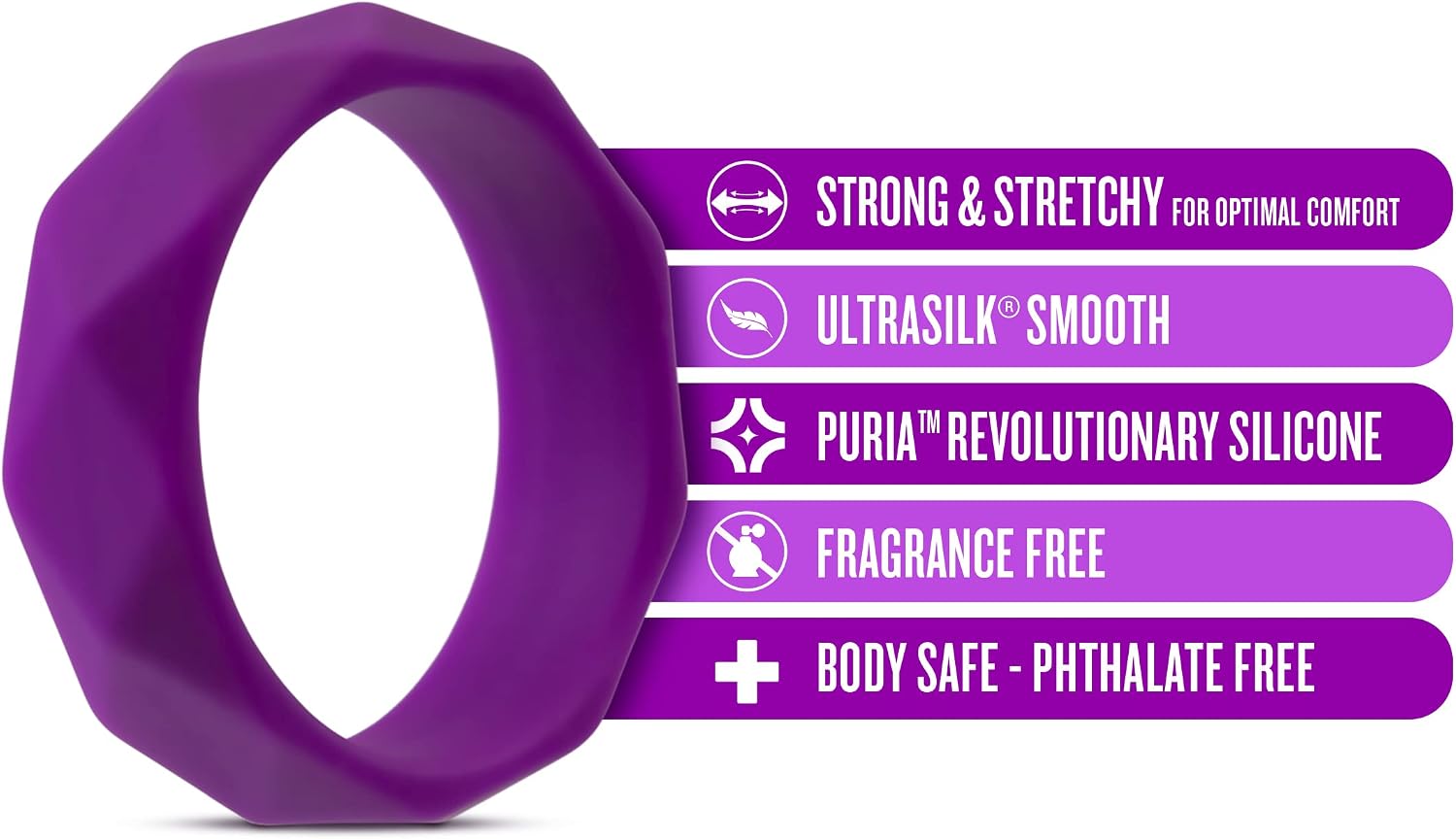Blush Wellness: 1.75" Geometric C Ring for Men ~ UltraSilk Smooth Platinum Silicone Penis Ring for Stronger & Firmer Erections ~ Male Performance, Girth Stamina Enhancer Sex Toys for Extended Pleasure