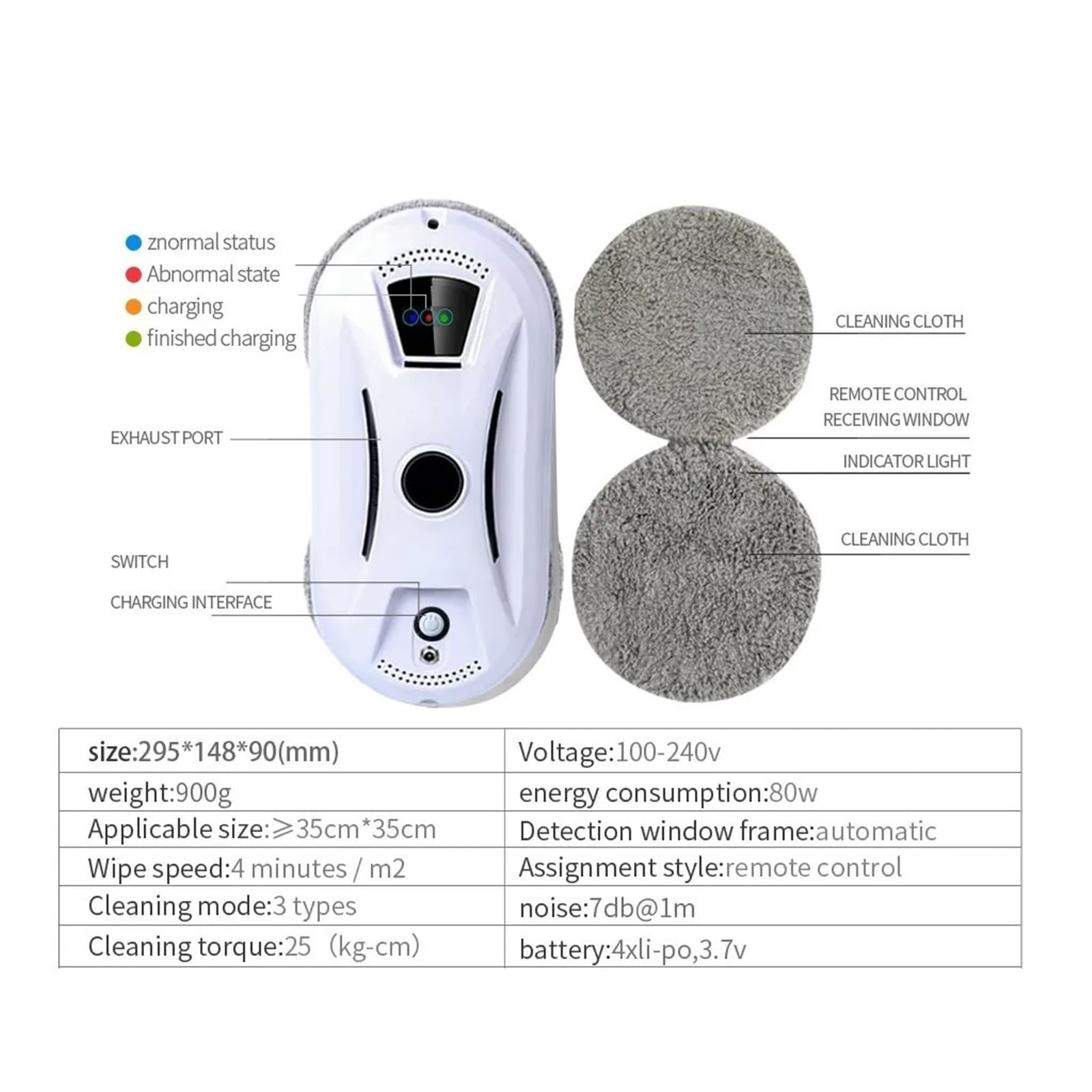 Robot Aspirapolvere Ultra Sottile For La Pulizia Delle Finestre Lavavetri Elettrico For Vetri Limpiacristales Telecomando For Casa