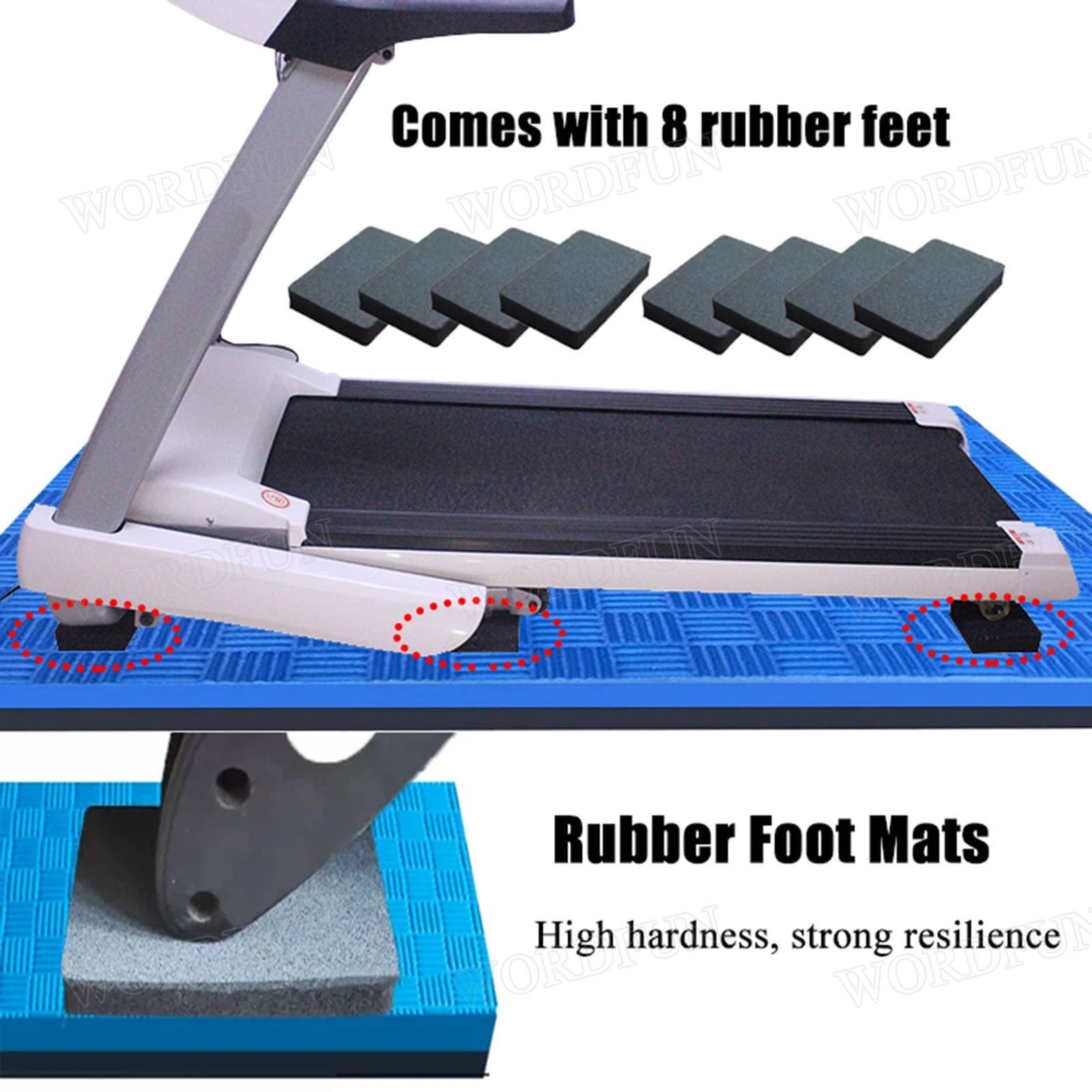 WORDFUN Tappetino per Tapis Roulant, 160 * 80cm 170 * 80cm Tappetini Attrezzi Fitness Casa, Tappetino Antivibrante Tapis Roulant, Eva Tappeto Antiscivolo, Tappeto Palestra Grand Ad Alta Densità