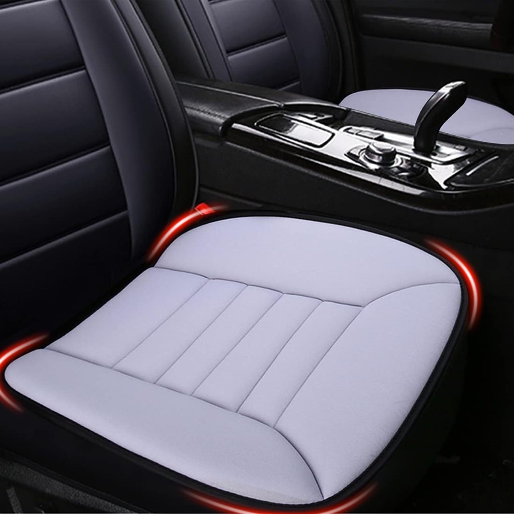 MYFAMIREA 2PCS Car Seat Cushion Pad 1.2" Thick Comfort Seat Protector for Car Driver Seat Office Chair Home Use Memory Foam Seat Cushion with Non Slip Bottom, 20'' x 18.5'', Gray